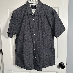 Level Ten Black Patterned Casual Button Down Shirt, size XL, cotton, fall